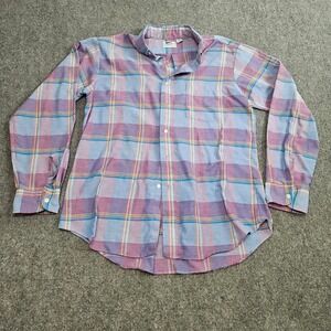 Vintage 90s Honors Plaid Shirt Mens Large Purple‎ Button Down 90s Prep Made USA